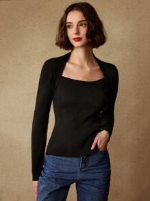 MOTF PREMIUM EFFEN VIERKANTE HALS SLIM FIT GERIBBELD TRUI