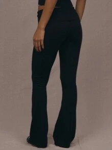 MUSERA Knitted Flared Pants Spring Casual Cute 90's Y2k - Black - View 3