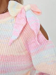 SHEIN LUNE 女士混合纤维套头衫（纱线颜色随机） - 彩色 - 查看 4