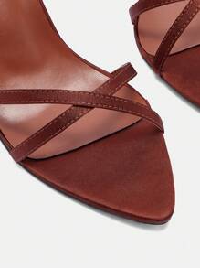 CUCCOO BIZCHIC Apricot Color Mirror Shiny Women's Pointed Toe Low Heel Sandals New Year Holiday Valentines - Brown - View 7