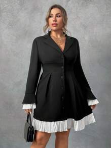 Flirla Váy xếp ly chữ A phong cách Pháp thanh lịch thu đông mới - màu đen - Xem 6