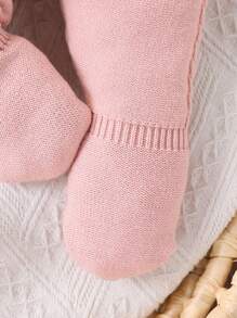 基本款婴幼儿针织毛衣和裤子套装，休闲简约 - 藕粉色 - 查看 4