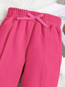 SHEIN Quần nỉ thể thao ngoài trời đa năng cho bé gái - Màu Hồng Tươi - Xem 3