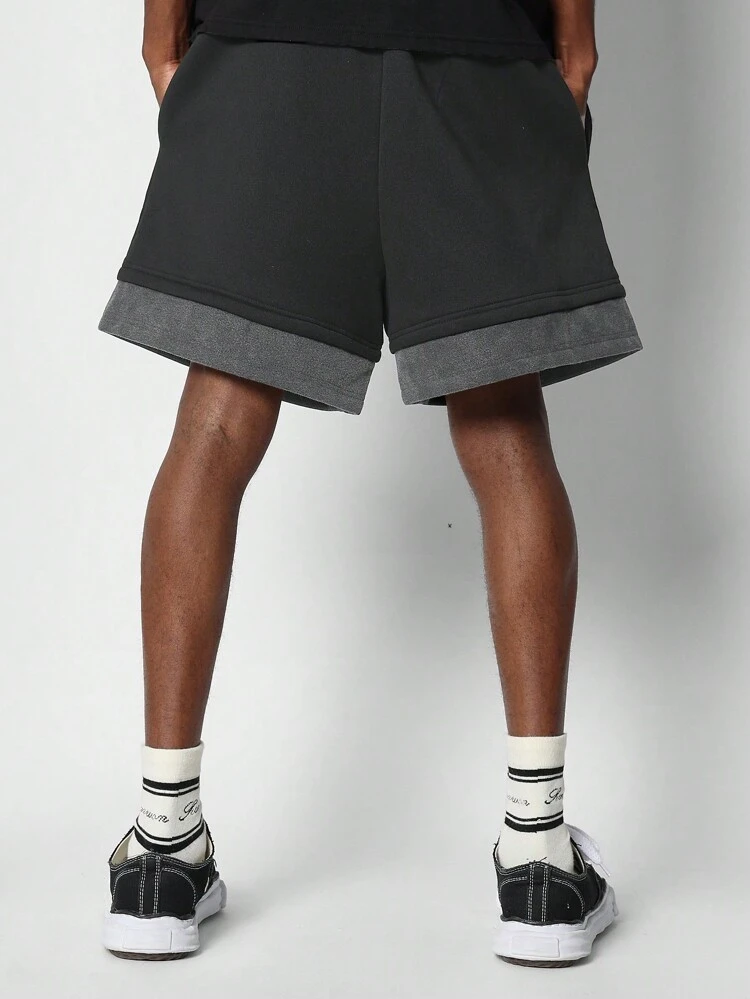 Double Layer Washed Short With Front Graphic Print