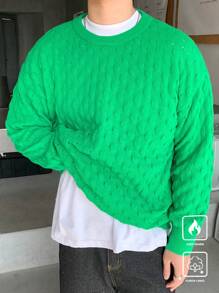 Claim Dot 男士纯色纯色圆领长袖休闲套头毛衣，秋冬季，适合外出、朋友聚会