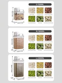 SHEIN Basic living 1入組素色白米儲物盒廚房用塑料食品儲物盒