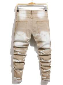 Manfinity LEGND Men's Distressed Slim Fit Casual Jeans With Pockets - Khaki - View 2