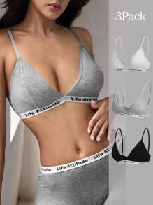 Bộ Bralette Yoga 3 gói Letter Tape Thể thao - Nhiều màu - Xem 1