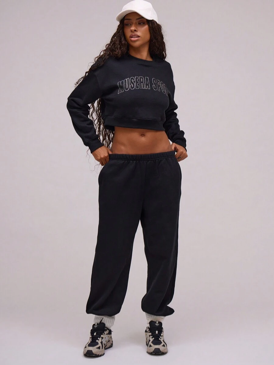 Musera Sport Quần thể thao jogger cạp chun màu trơn, thích hợp cho tập gym và thể dục. - màu đen - Xem 1