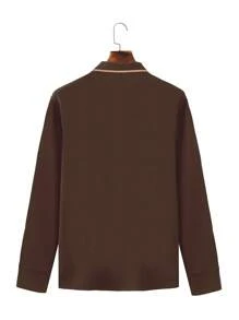 Manfinity Homme 男式纯色撞色前扣长袖休闲上衣