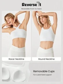GLOWMODE All-Day Long Second-Skin Ultra Lightweight Seamless Easy Layering Reversible Halter Sports Bra Yoga Pilates Spring - White - View 2