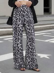 INAWLY Quần ống rộng họa tiết da báo thời trang rộng rãi cho nữ - Nhiều màu - Xem 4