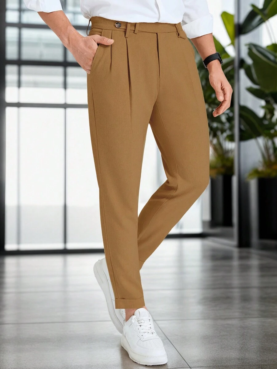 Calvornis Men Solid Color Slim Fit Slim Leg Dress Pants - Multicolor - View 1