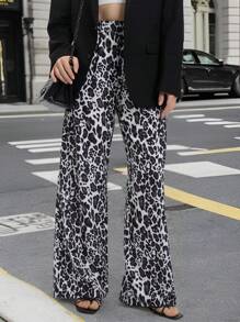 INAWLY Quần ống rộng họa tiết da báo thời trang rộng rãi cho nữ - Nhiều màu - Xem 1