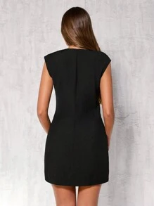 Glamine 1 件女士纯色优雅中长连衣裙，适合办公室、圣诞派对装、节日工作活动