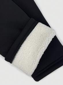 SHEIN Explorewe Quần legging lót nhiệt màu đen cho bé gái tuổi mới lớn, mặc thường ngày cho mùa thu/đông - màu đen - Xem 3