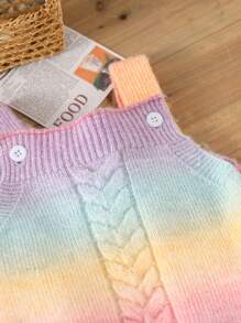 Baby Girls Thick Gradient Color Sweater Co-Ord Sets, Adorable & Elegant Soft Fuzzy Mohair Knitted Pullover Suit For Autumn/Winter Outings, Home, Party Occasions - Multicolor - View 6