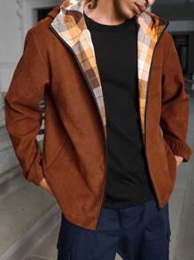 Manfinity Homme Chaqueta con capucha casual y sencilla de unicolor para hombre - Multicolor - Ver 1