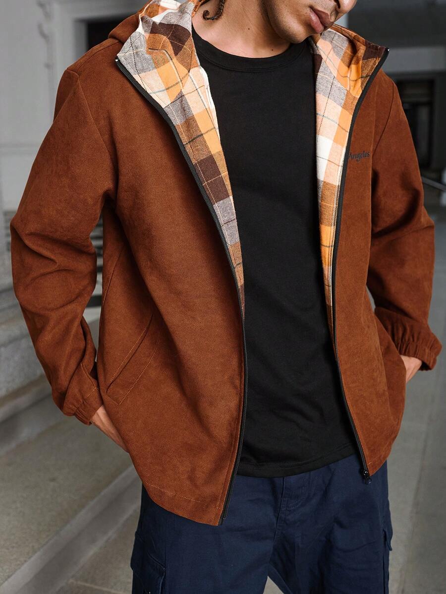 Manfinity Homme Chaqueta con capucha casual y sencilla de unicolor para hombre - Multicolor - Ver 1
