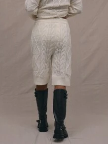 MUSERA Cable Knit Drawstring Shorts Spring Y2K 90's Casual Cute Thanksgiving  New Year - White - View 5