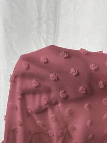 Calvaya Kemeja Kasual Ukuran Besar Warna Polos Kerah Bulat Lengan Sedang Motif Titik-titik Swiss - Dusty Pink - View 5