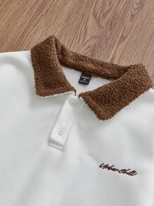 SWAVVY 男士针织休闲宽松长袖套头衫，时尚街头潮流秋冬字母刺绣撞色领口卫衣，适合送给朋友、丈夫、男朋友的礼物