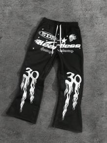 Manfinity EMRG Men's Letter Print Drawstring Waist Casual Sweatpants