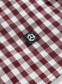 Manfinity VCAY 1 件男士 Y2K 趣味休闲高街复古格子短款衬衫返校万圣节 - 紅色 - 查看 3