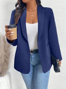 Calvaya Blazer grande taille femme à manches longues, col châle, avec poches