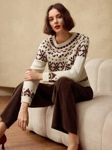 MOTF PREMIUM FAIR ISLE PATTERN RAGLAN SLEEVE SWEATER