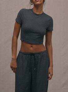 MUSERA Striped Cropped Top Casual Summer