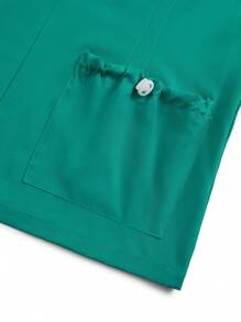 TaskEZ Solid Color V-Neck Half Zip Front Pocket Long Sleeve Top & Pants Nurse Scrub Uniform Set Set Scrub Set Nurse Dresses Scrub Tops Scrub Bottoms Lab Coats Scrub Outwear