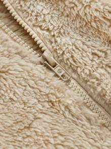 SHEIN 2pcs Tween Boy Loose Fit Fleece Hooded Sweatshirt And Jogger Pants Set - Brown - View 3