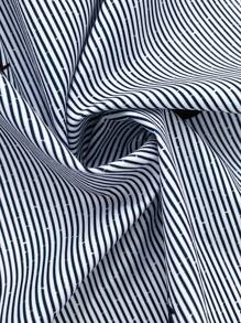 Flirla 大码条纹前扣长袖休闲上衣女式衬衫