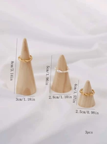 3pcs Cone Design Ring Storage Rack, Gift For Valentine's Day Valentine's Day, Valentines Wedding, Birthday - Beige - View 4