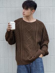DAZY Men's Solid Color Round Neck Long Sleeve Casual Knitted Sweater Fall,Winter - Brown - View 5
