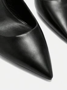 CUCCOO BIZCHIC Sleek Black Pointed Toe Slingback High Heel Pumps, Basic Office & Commuting Footwear For Christmas And New Year Holiday Vibe Fall And Winter - Black - View 7