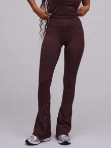 Musera Sport High Waist Flared Active-Wear Yoga Pant Trousers Leggings, Padel, Tennis, Pickleball Gym Fitness Fall  Pilates Daily Casual - Coffee Brown - View 2