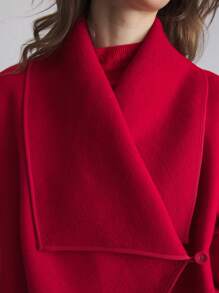 Ontre 2025 New Spring Women's 50% Wool Blend Double-Sided Woolen Jacket, Short & Elegant Red Outerwear