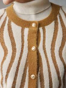 MOTF ALLOVER PATTERN CONTRAST TRIM CARDIGAN - Multicolor - View 3