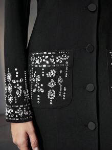 MOTF Soiréza PEAK COLLAR RHINESTONE DETAIL MERMAID HEM EVENING DRESS - Black - View 3