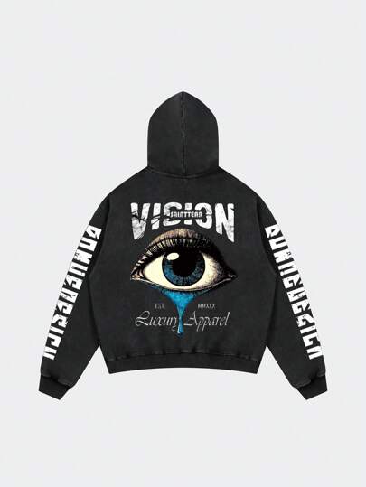 Street Life هودي مقصر نمط الشارع مغسول بنمط قديم للرجال