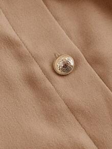 SHEIN MOD Falda de cintura alta color albaricoque con hebilla metálica y cinturón - Caqui - Ver 3