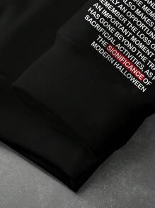 Manfinity EMRG Plus Size Men's Casual Slogan Print Crew Neck Long Sleeve Sweatshirt, Autumn