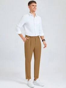 Calvornis Men Solid Color Slim Fit Slim Leg Dress Pants - Multicolor - View 4