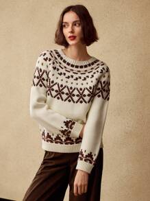 MOTF PREMIUM FAIR ISLE PATTERN RAGLAN SLEEVE SWEATER
