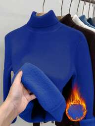 Franclia Maglione a manica lunga aderente con collo alto e fodera termica, caldo per l'autunno/inverno, top a maniche lunghe