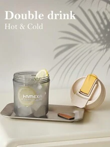 SHEIN Basic living 1Pc 550ml Travel Mug With Flip Top Lid Tumbler Mug With Straw Sports Water Bottle,Coffee Cup,