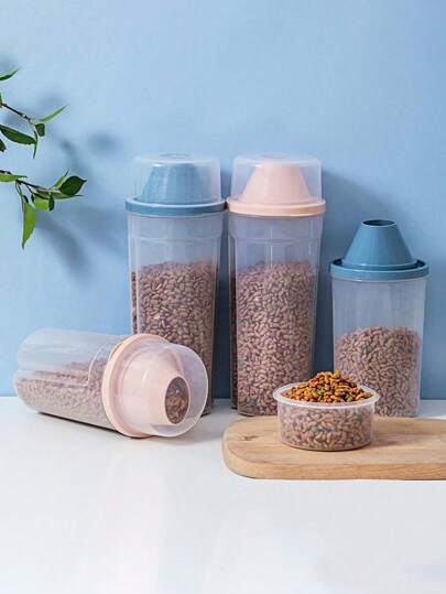 1 pezzo Contenitore per conservazione di cibo per animali domestici a tenuta stagna, impermeabile all'umidità e a vuoto per cibo per gatti e cani, barile sigillato, regalo di Natale