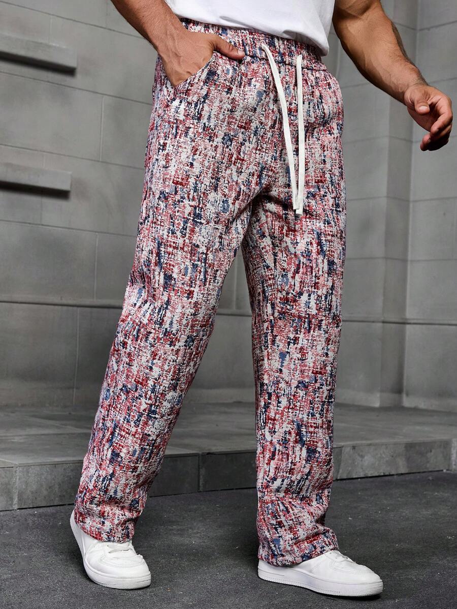 Manfinity Homme Men's Stiff Straight Leg Tie-Dye Purple Pants - Purple - View 1